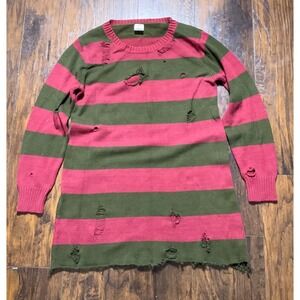 A Nightmare on Elm Street Freddy Krueger Distressed Stripe Sweater Dress XL